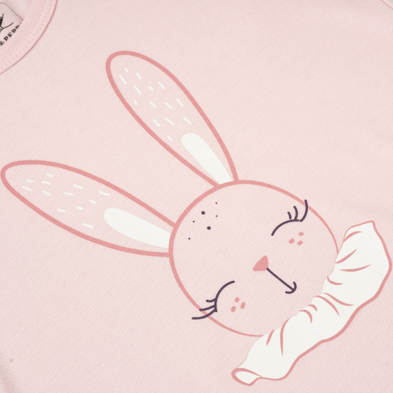 Памучна тениска за бебе момиче с принт на зайче, розова PIPPO&PEPPA 185965 3
