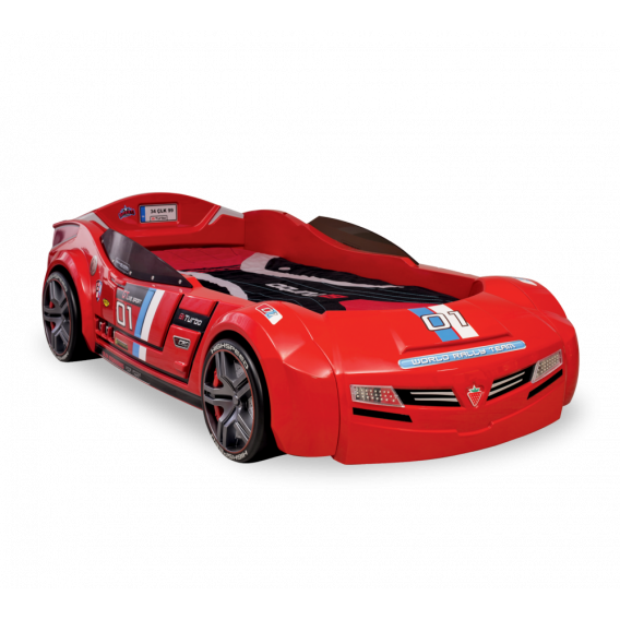Детско легло с формата на спортна кола, червено, 126х66х225 см. Cilek 18655 