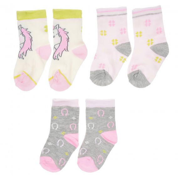 Комплект от три чифта чорапи за бебе за момиче многоцветни YO! 186553 