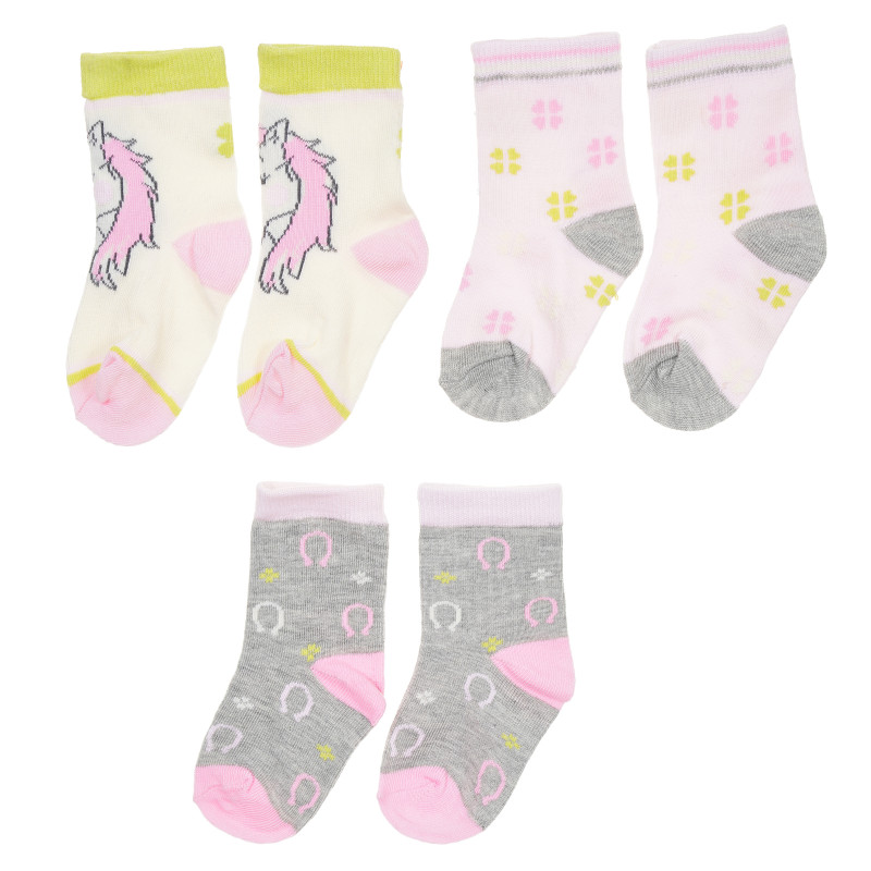Комплект от три чифта чорапи за бебе за момиче многоцветни  186553