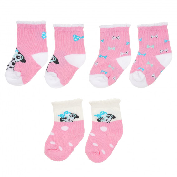 Комплект от три чифта чорапи с кученце за бебе за момиче многоцветни YO! 186622 