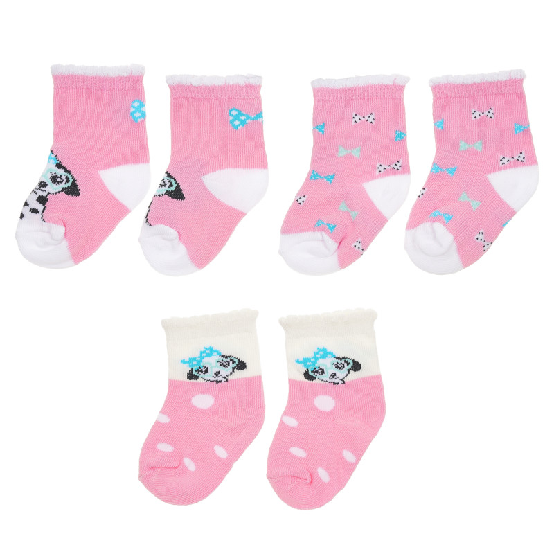 Комплект от три чифта чорапи с кученце за бебе за момиче многоцветни  186622