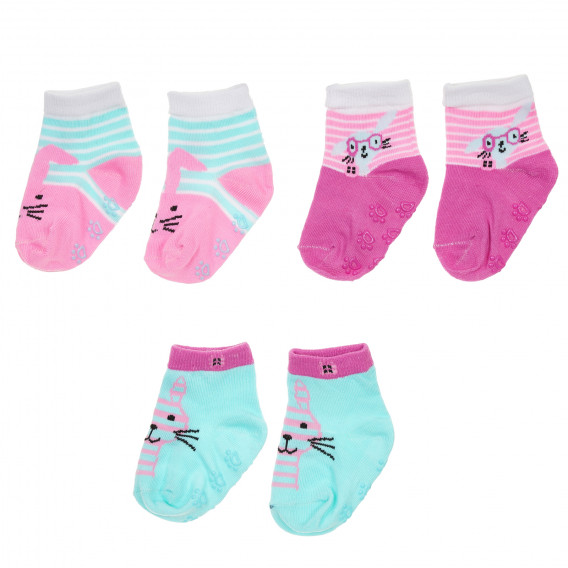 Комплект от три чифта чорапи с зайчета за бебе за момиче многоцветни YO! 186632 