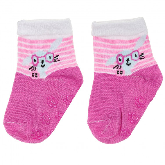 Комплект от три чифта чорапи с зайчета за бебе за момиче многоцветни YO! 186634 3