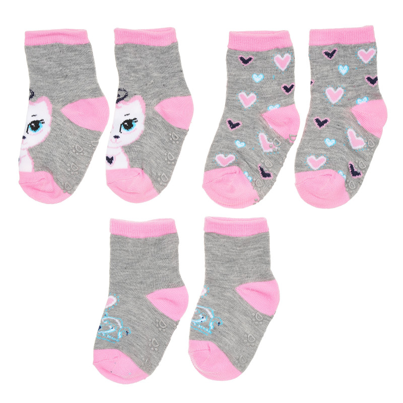 Комплект от три чифта чорапи с котета за момиче многоцветни  186687