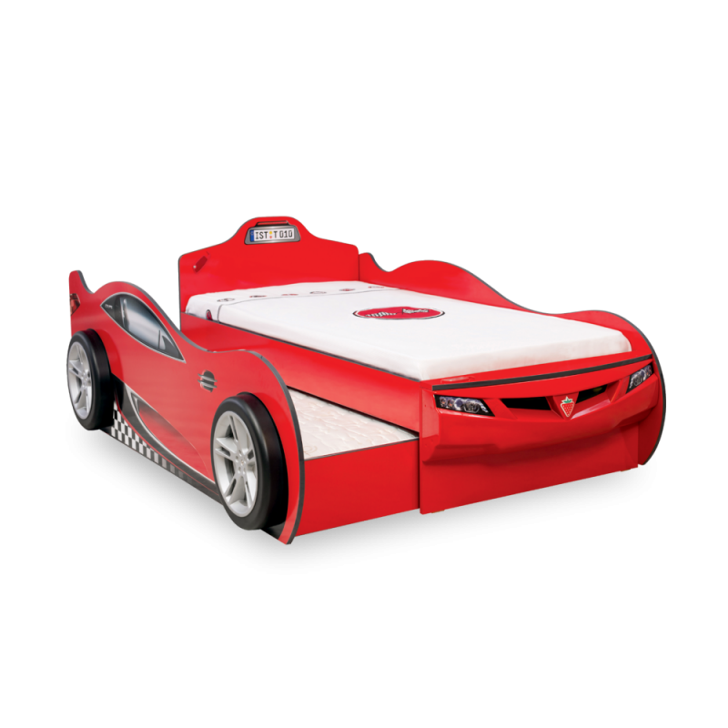 Детско Легло - Кола Coupe с второ легло, червено, 107х82х209 см.  18669