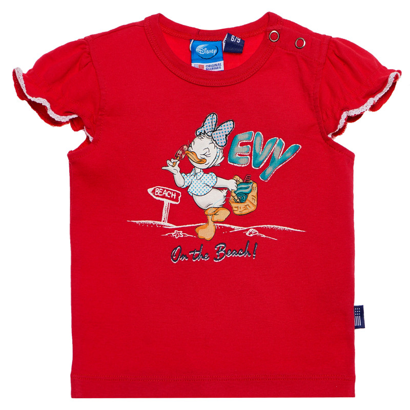 Памучна тениска за бебе за момиче червена  186878