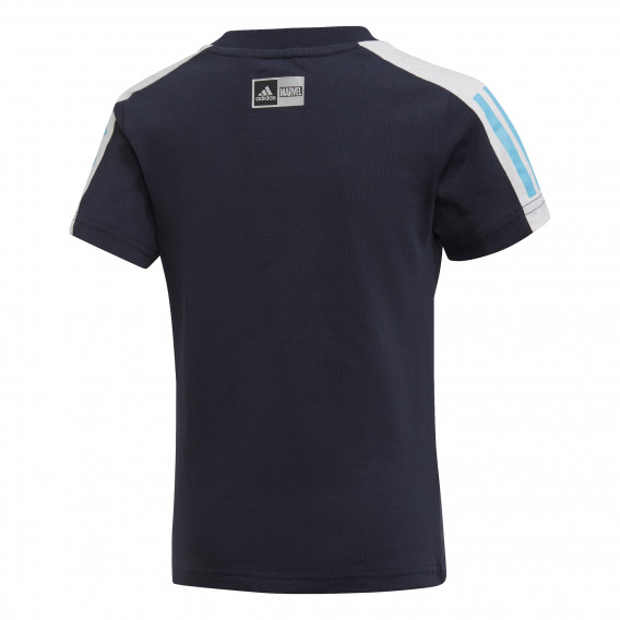Памучна тениска с принт на Спайдермен за момче тъмно синя Adidas 187232 2