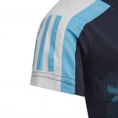 Памучна тениска с принт на Спайдермен за момче тъмно синя Adidas 187234 4