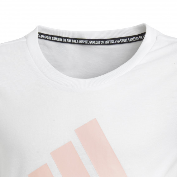 Тениска с розово лого на марката за момиче бяла Adidas 187269 5