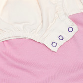 Памучен комплект за бебе боди с къси панталони в бежово и розово Moi Noi 187522 2