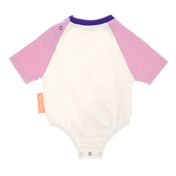 Памучен комплект за бебе боди с къси панталони в бежово и розово Moi Noi 187523 3