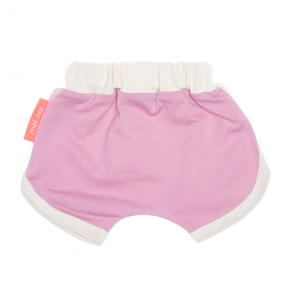 Памучен комплект за бебе боди с къси панталони в бежово и розово Moi Noi 187524 4