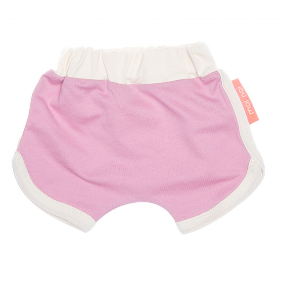 Памучен комплект за бебе боди с къси панталони в бежово и розово Moi Noi 187526 6