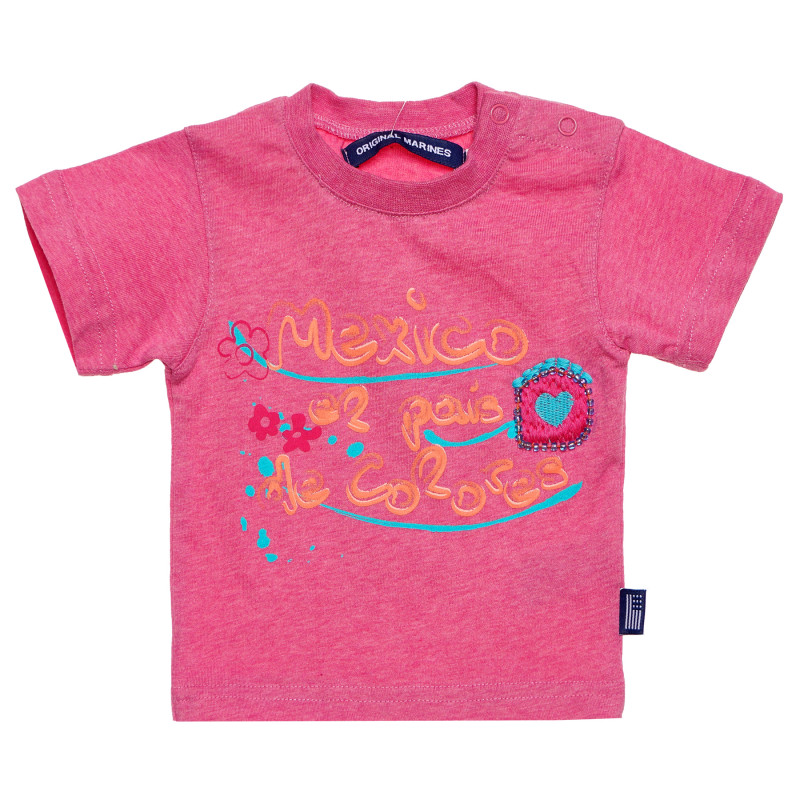 Памучна тениска за бебе за момиче , розова  187756