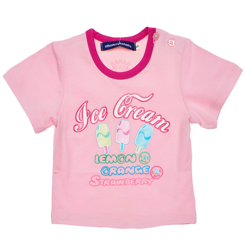 Памучна тениска за бебе за момиче розоваа  187813