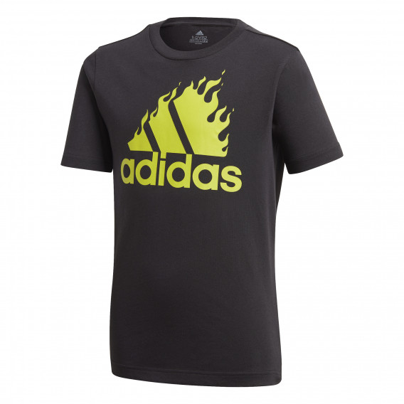 Памучна тениска с логото на бранда за момче черна Adidas 187895 