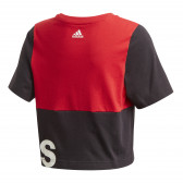 Памучна тениска в червено и черно с надпис на бранда за момиче Adidas 187930 2