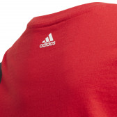 Памучна тениска в червено и черно с надпис на бранда за момиче Adidas 187933 5