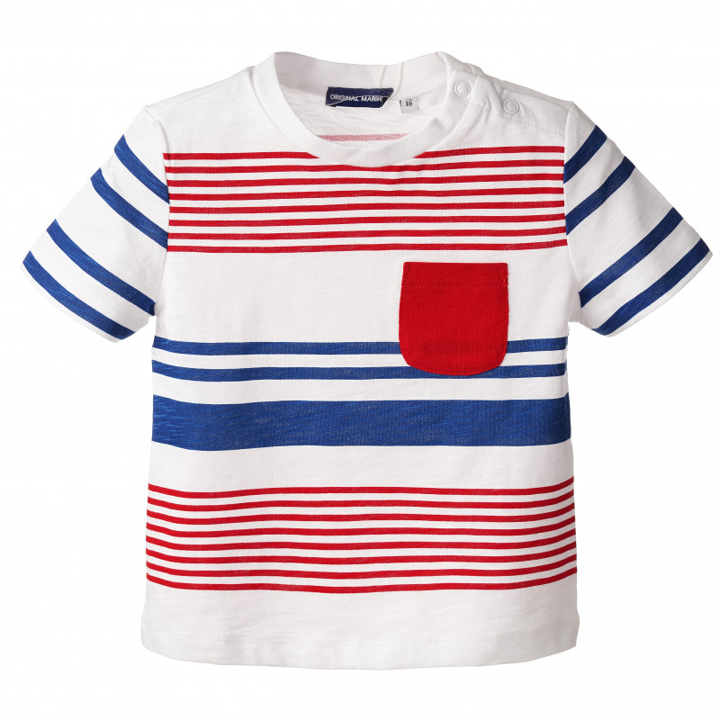 Памучна тениска за бебе за момче в бяло и синьо  187962