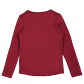 Памучна блуза с дълъг ръкав с графичен принт за момиче червена Name it 188233 4
