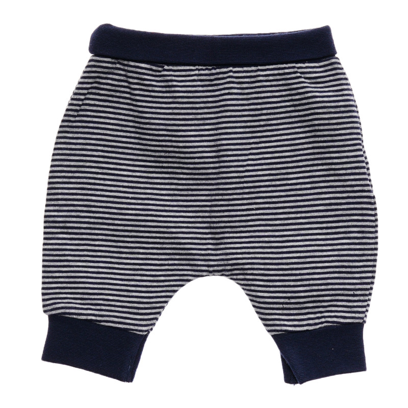 Памучен панталон за бебе в синьо и сиво  188441