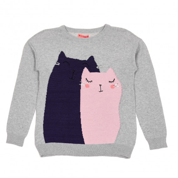 Пуловер с апликация на котета за момиче сив Cool club 188589 