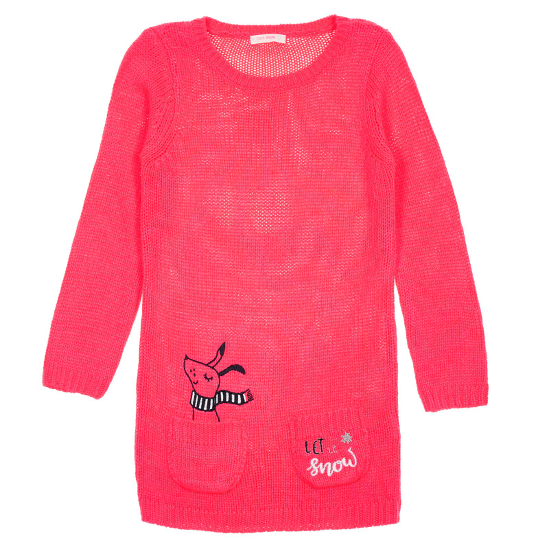 Плетена туника с апликация за момиче розова  188707