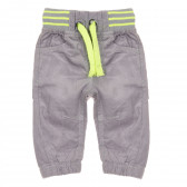 Памучни панталони с неонови акценти за бебе за момче сиви Cool club 188896 