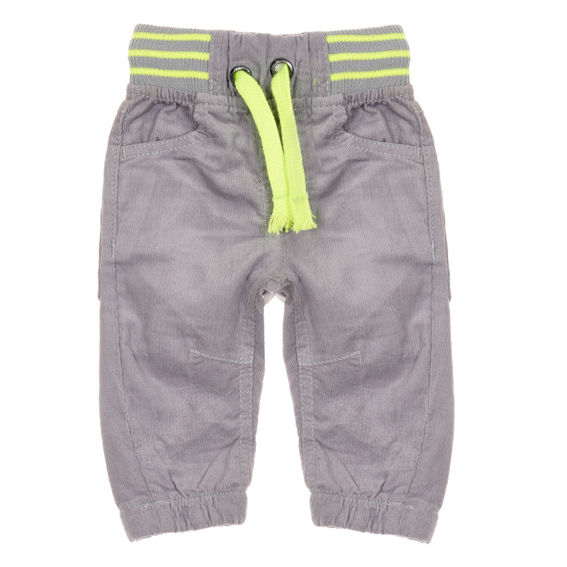 Памучни панталони с неонови акценти за бебе за момче сиви  188896