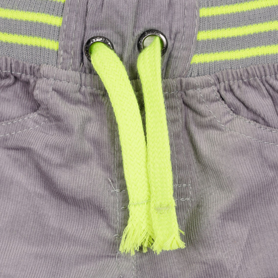 Памучни панталони с неонови акценти за бебе за момче сиви Cool club 188897 2