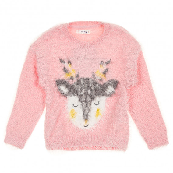 Пуловер с апликация за момиче розов Cool club 188939 