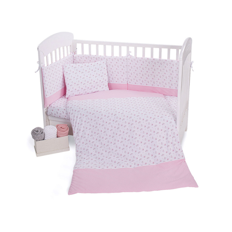 Памучен спален комплект трико 5 части, 60х120 см., Pink Flowers  189306