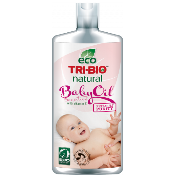 Натурално бебешко олио с витамин Е за чувствителна кожа, пластмасова бутилка, 200 мл. Tri-Bio 18980 