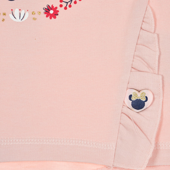 Памучна блуза с дълъг ръкав и щампа на Мини Маус за момиче розова Cool club 190445 3