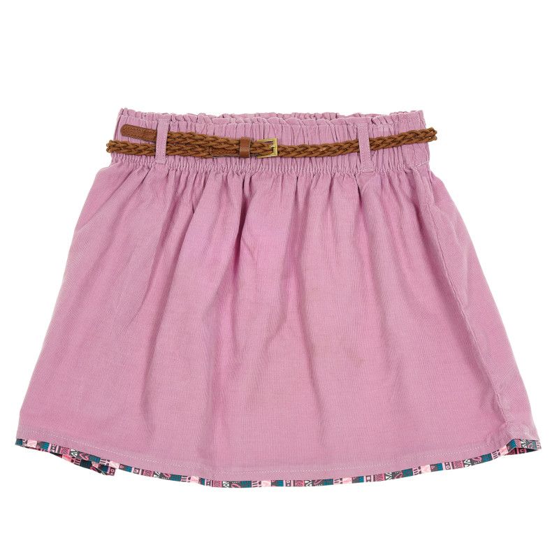 Памучна пола с кафяв колан за момиче розова  190608