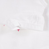 Памучна блуза с брокатен надпис и къдрички за бебе, бяла Tape a l'oeil 191083 4