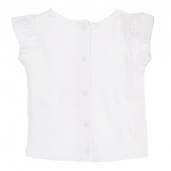 Памучна блуза с брокатен надпис и къдрички за бебе, бяла Tape a l'oeil 191084 2