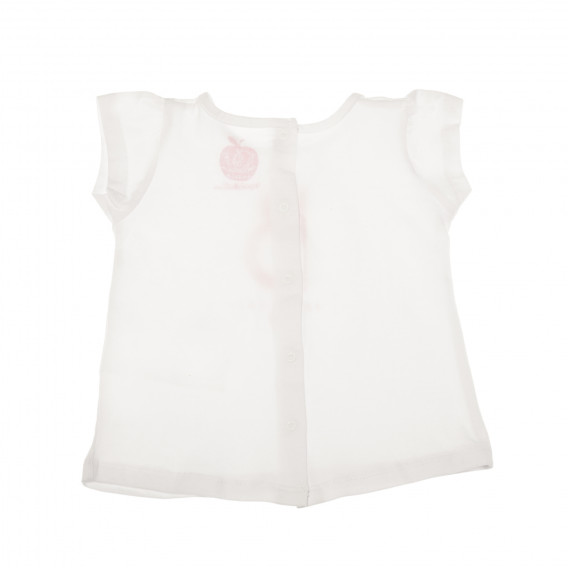 Памучна блуза с брокатен надпис и къдрички за бебе, бяла Tape a l'oeil 191094 6