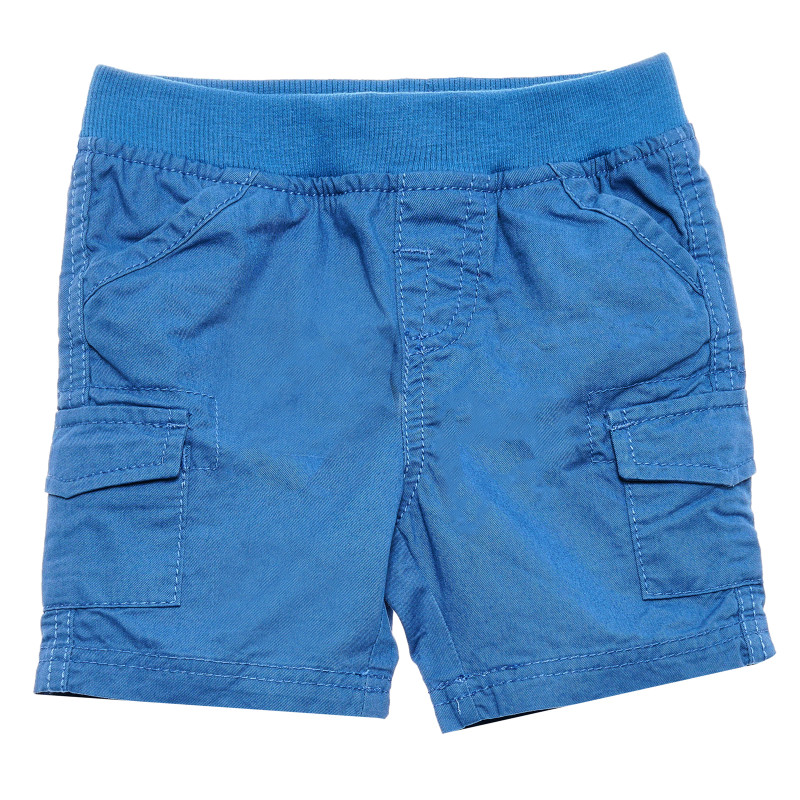 Памучни къси панталони със странични джобове за бебе, сини  192688