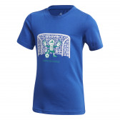 Тениска с принт на футболни мотиви за момче синя Adidas 193043 