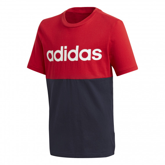 Памучна тениска с надпис на бранда в червено и тъмно синьо за момче Adidas 193106 