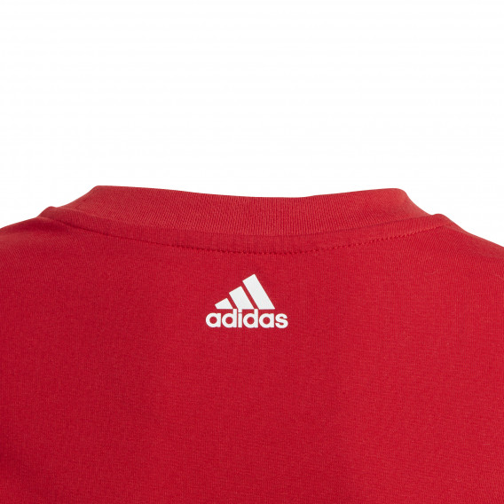 Памучна тениска с надпис на бранда в червено и тъмно синьо за момче Adidas 193110 5