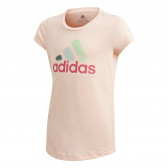 Памучна тениска с логото на бранда за момиче светло розова Adidas 193121 