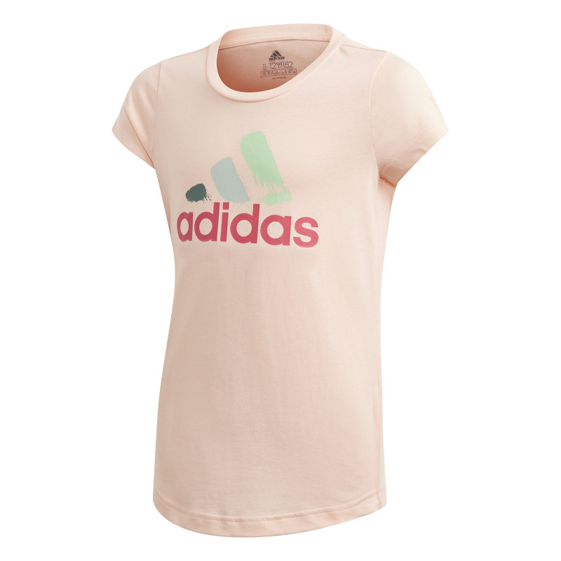 Памучна тениска с логото на бранда за момиче светло розова  193121