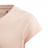 Памучна тениска с логото на бранда за момиче светло розова Adidas 193124 4
