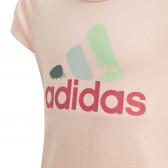 Памучна тениска с логото на бранда за момиче светло розова Adidas 193125 5