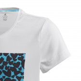 Тениска с щампа на сърца и логото на бранда за момиче бяла Adidas 193138 3