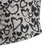 Тениска с принт на сърца и розово лого на бранда за момиче сива Adidas 193153 5
