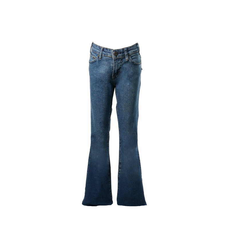 Памучни дънки с пет джоба за момиче сини  193559